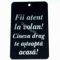 Ornament carton catifelat  negru Fii atent la volan